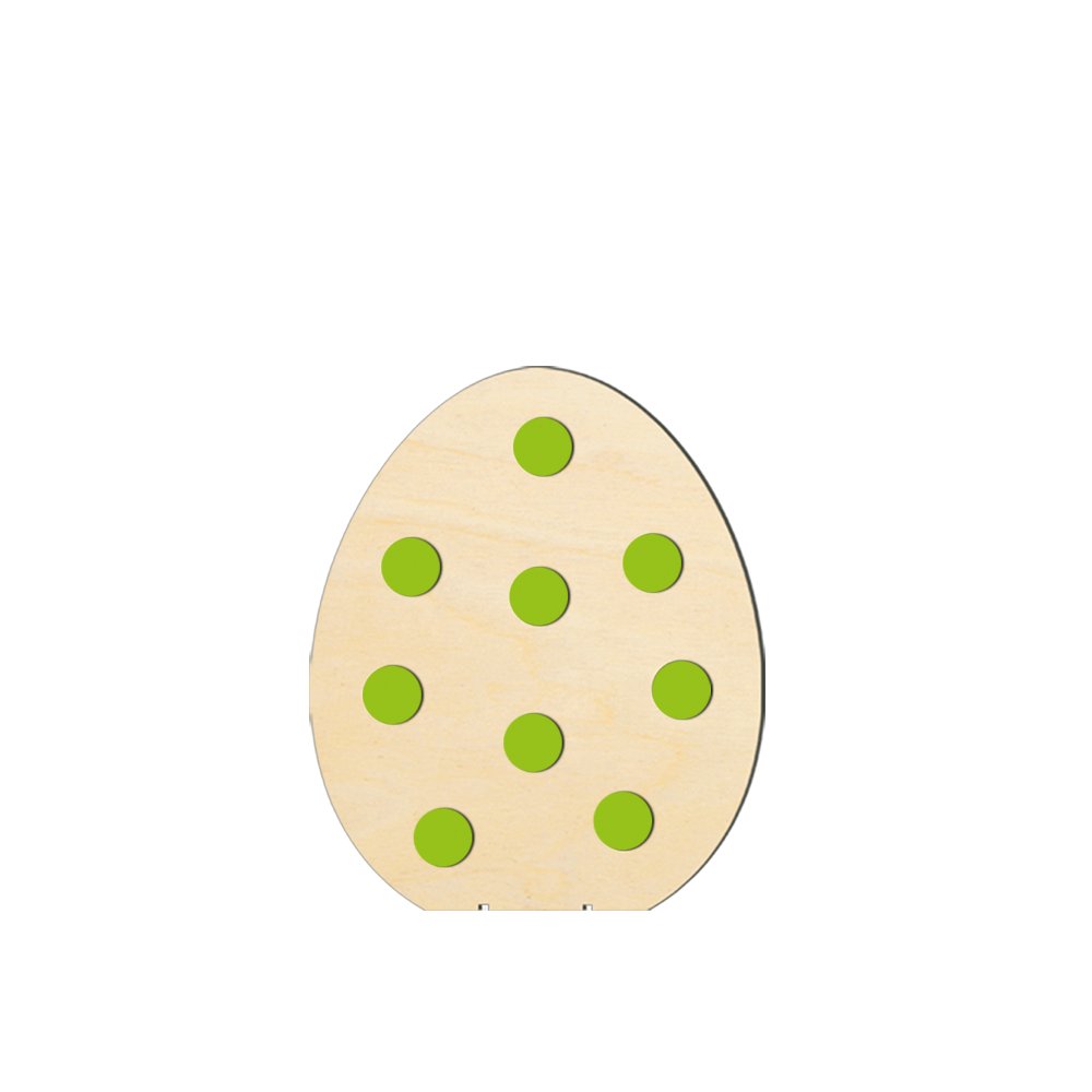 Display 2D Ei mit Filz Punkten natur/grün, H 30 cm