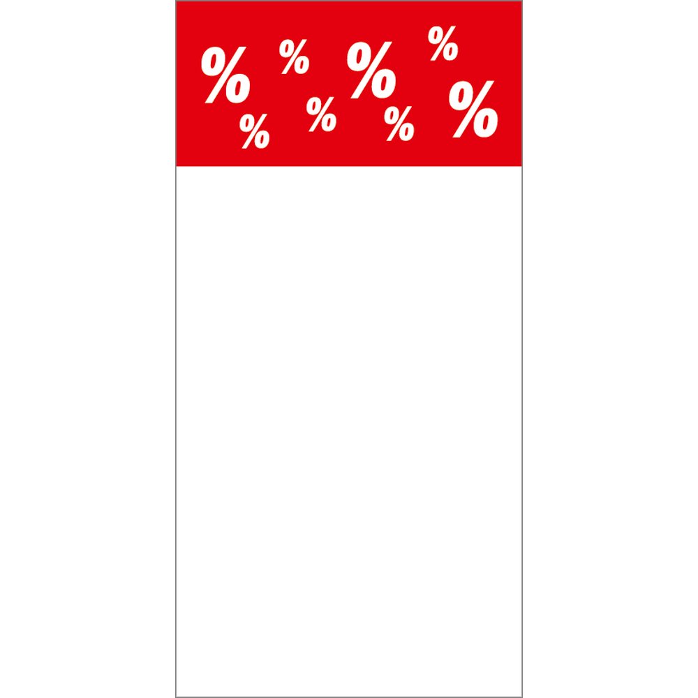 Preisschilder  %  50 Stück weiß-rot, 6 x 12 cm