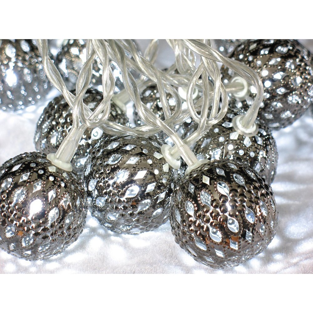 Metallbälle 20 Stück silber für Lichterkette