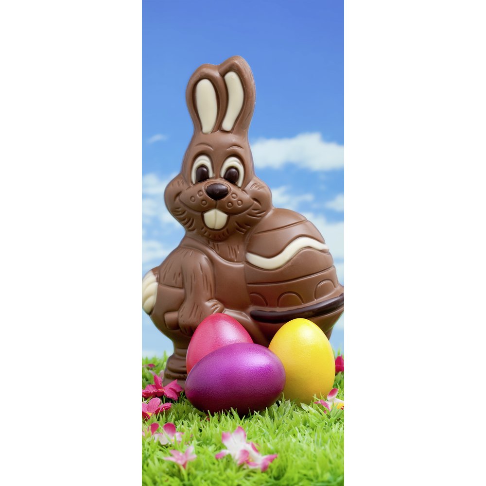 Banner Schokohase mit Eier bunt, 75 x 180 cm