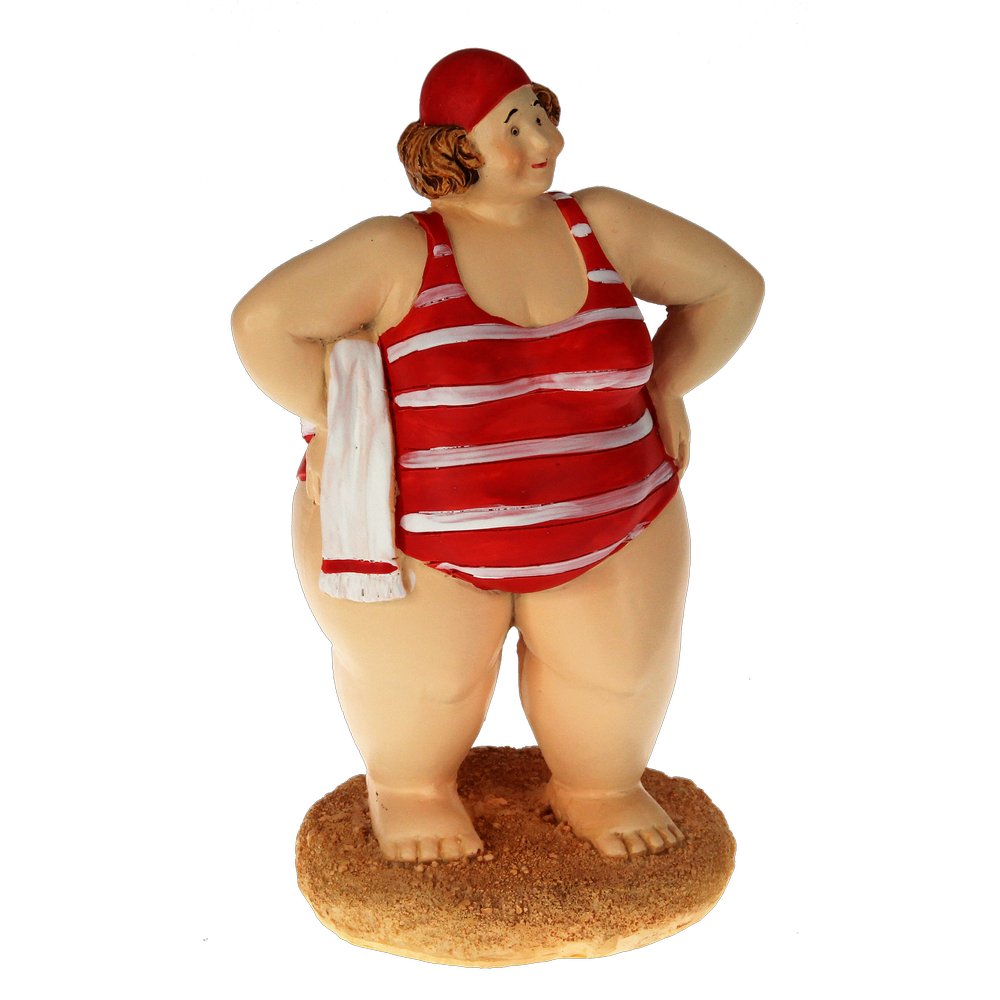 Badenixe Figur Polyresin stehend rot-weiß, 17,5 cm