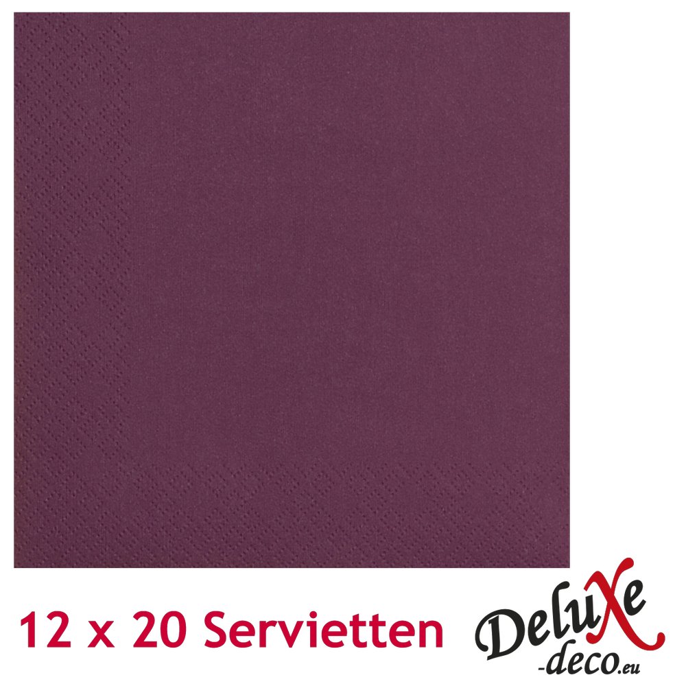 Servietten Deluxe Superpack aubergine 240 Stück, 33 x 33 cm
