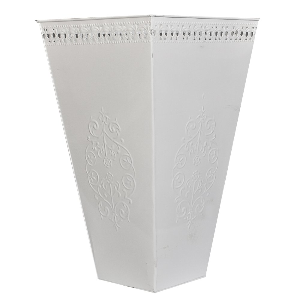 Metallvase Ornament weiß, Ø 35 x 60 cm