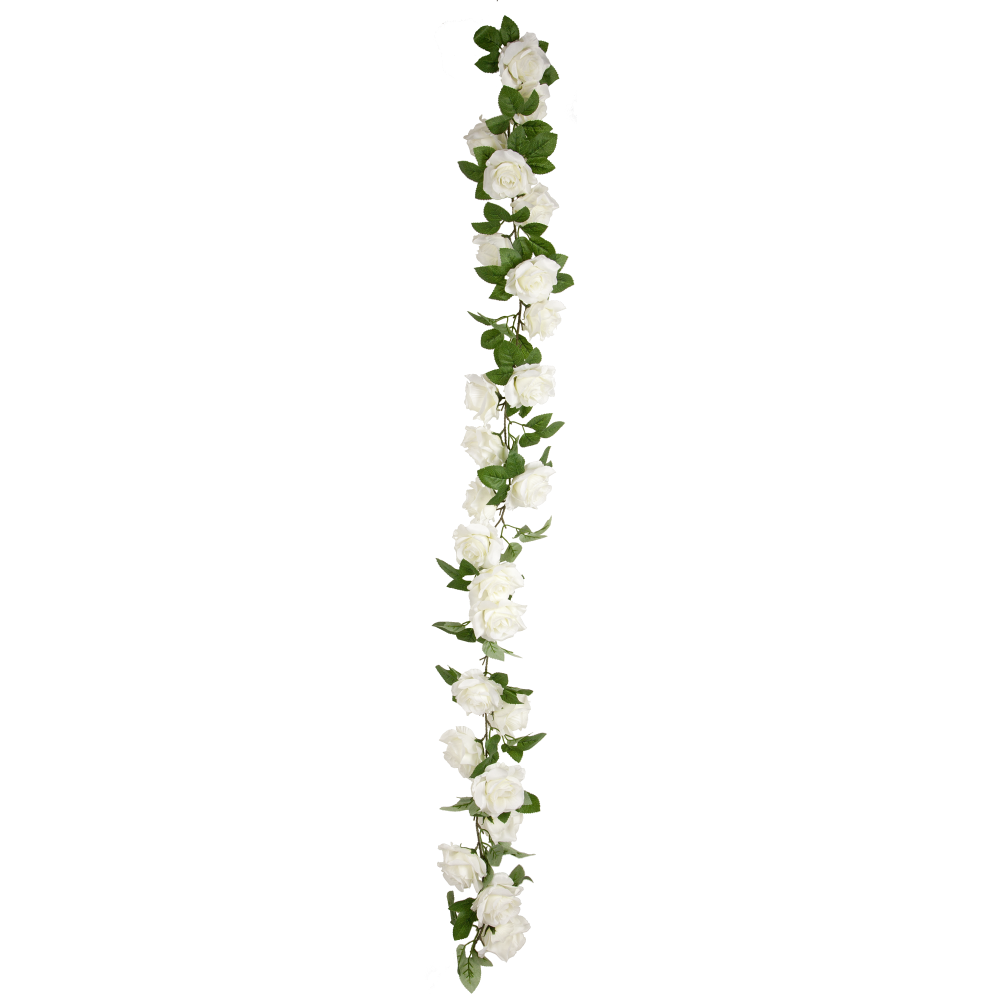 Rosengirlande Edel 24 Blüten grün-weiß 160 cm