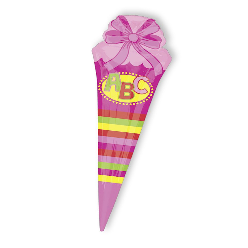 Folienballon Schultüte ABC pink, 76 cm