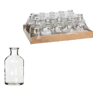 Glasflasche Bauch klein klar,Ø7 x H12 cm