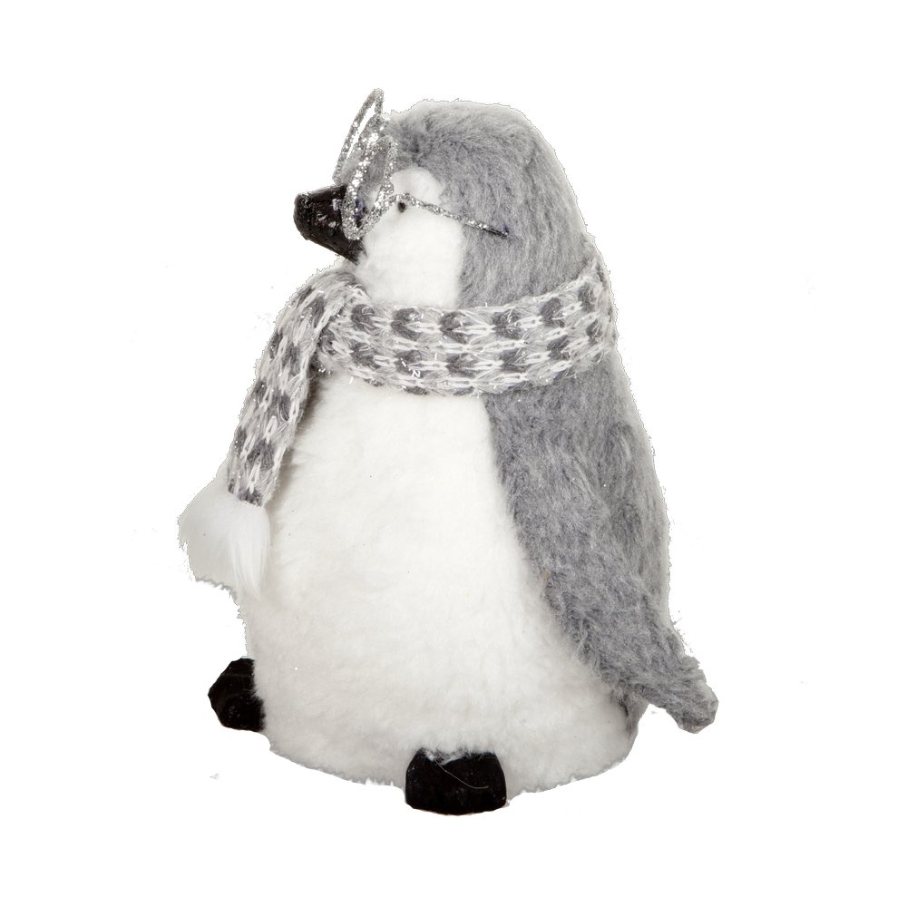 Pinguin Cool mit Brille grau/weiß, H 22 cm
