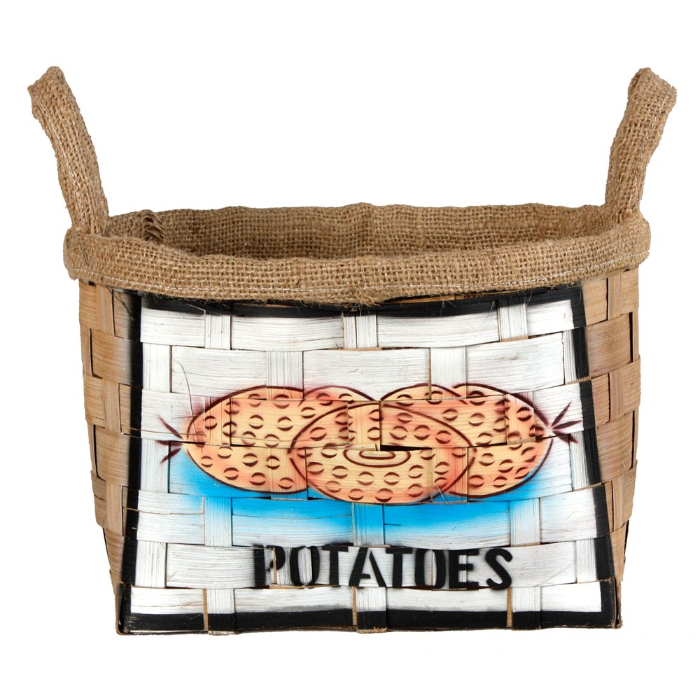 Bambuskorb Kartoffel Motivdruck, 30 x 25 x 25 cm