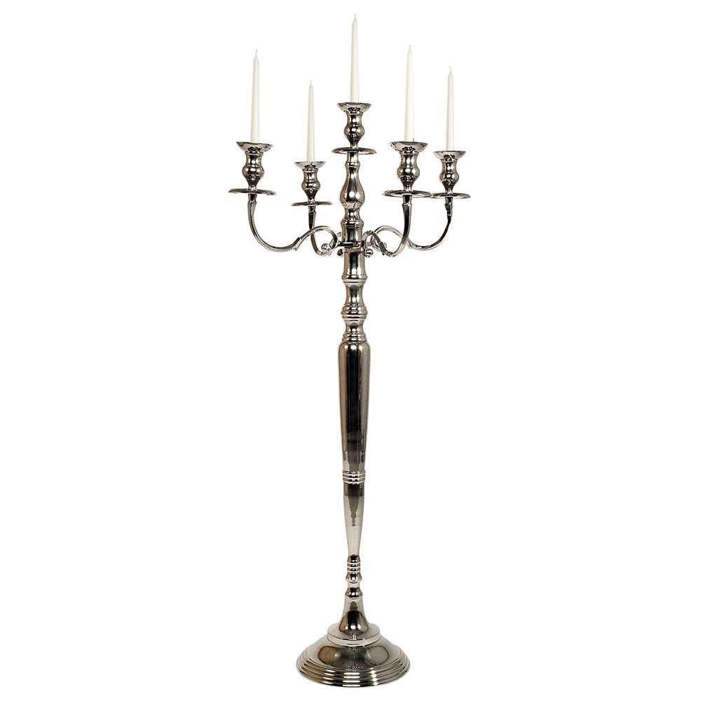 Kerzenleuchter Nickel 5 Kerzenhalter silber-hochglanz, 150 cm