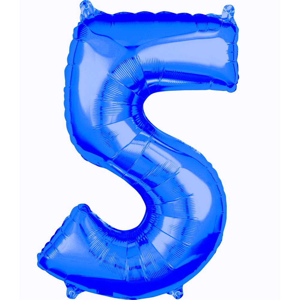 Folienballon XL Zahl blau, Zahl 5