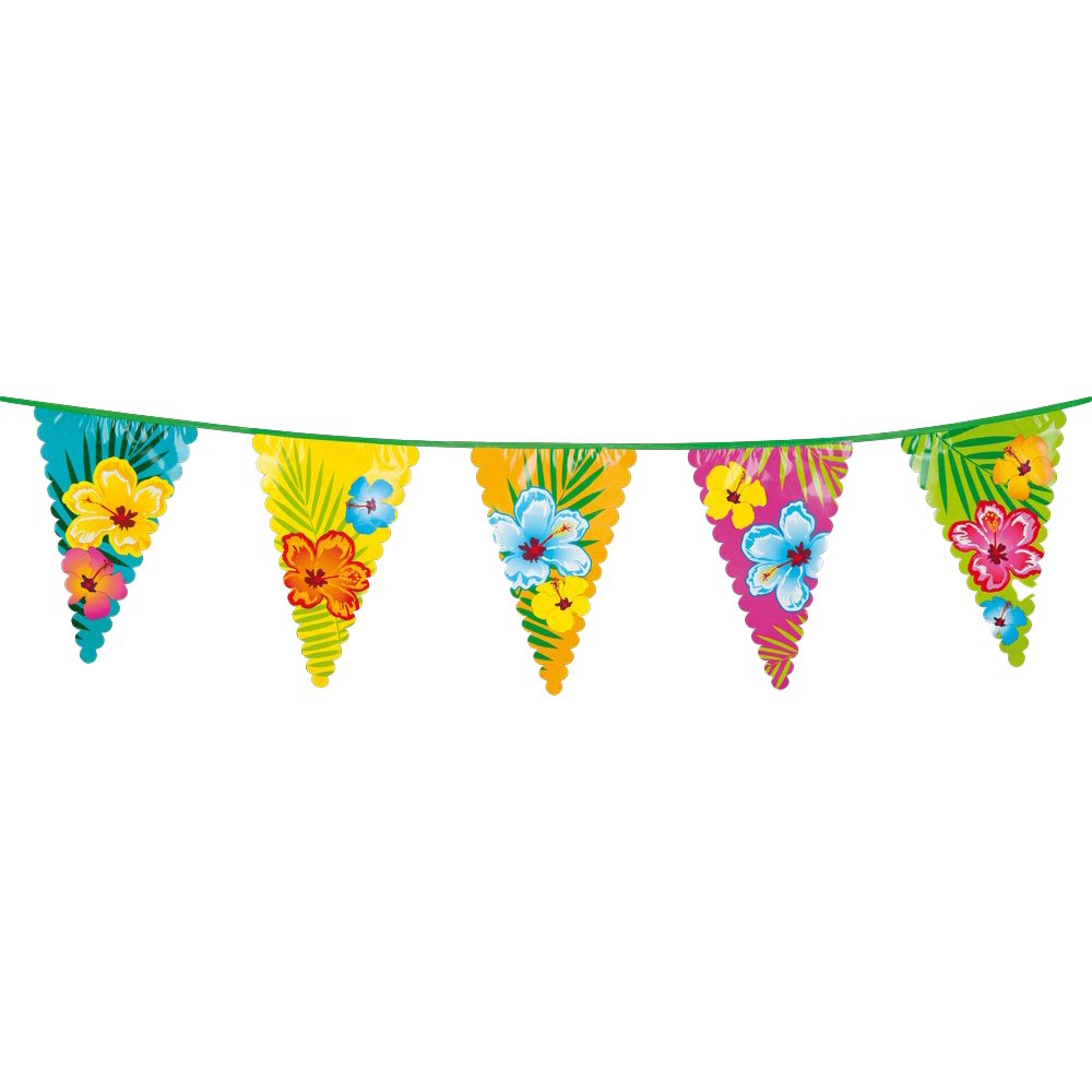 Hibiscus Wimpelkette XL bunt,6 m, 30 x 45 cm