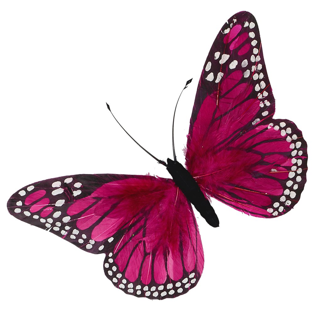 Schmetterling aus Federn pink  B 30 cm, H 18 cm