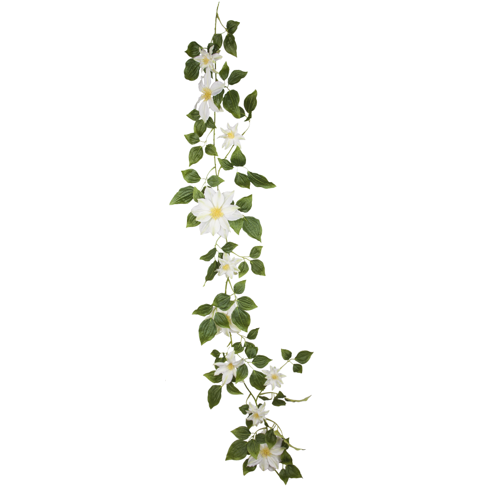 Clematis Girlande grün/weiß, B 28 x L 135 cm