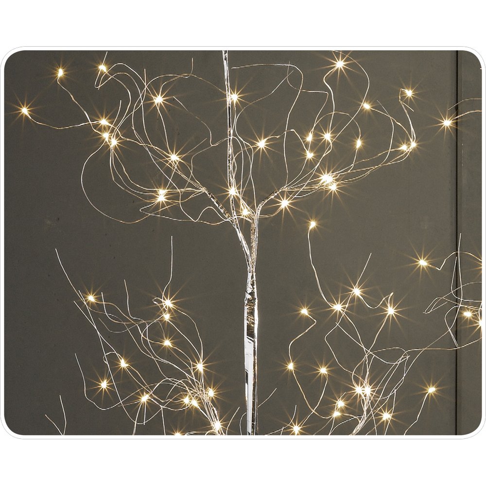 LED Baum filigran 90 LEDs warm-weiß, silber,H 120 cm