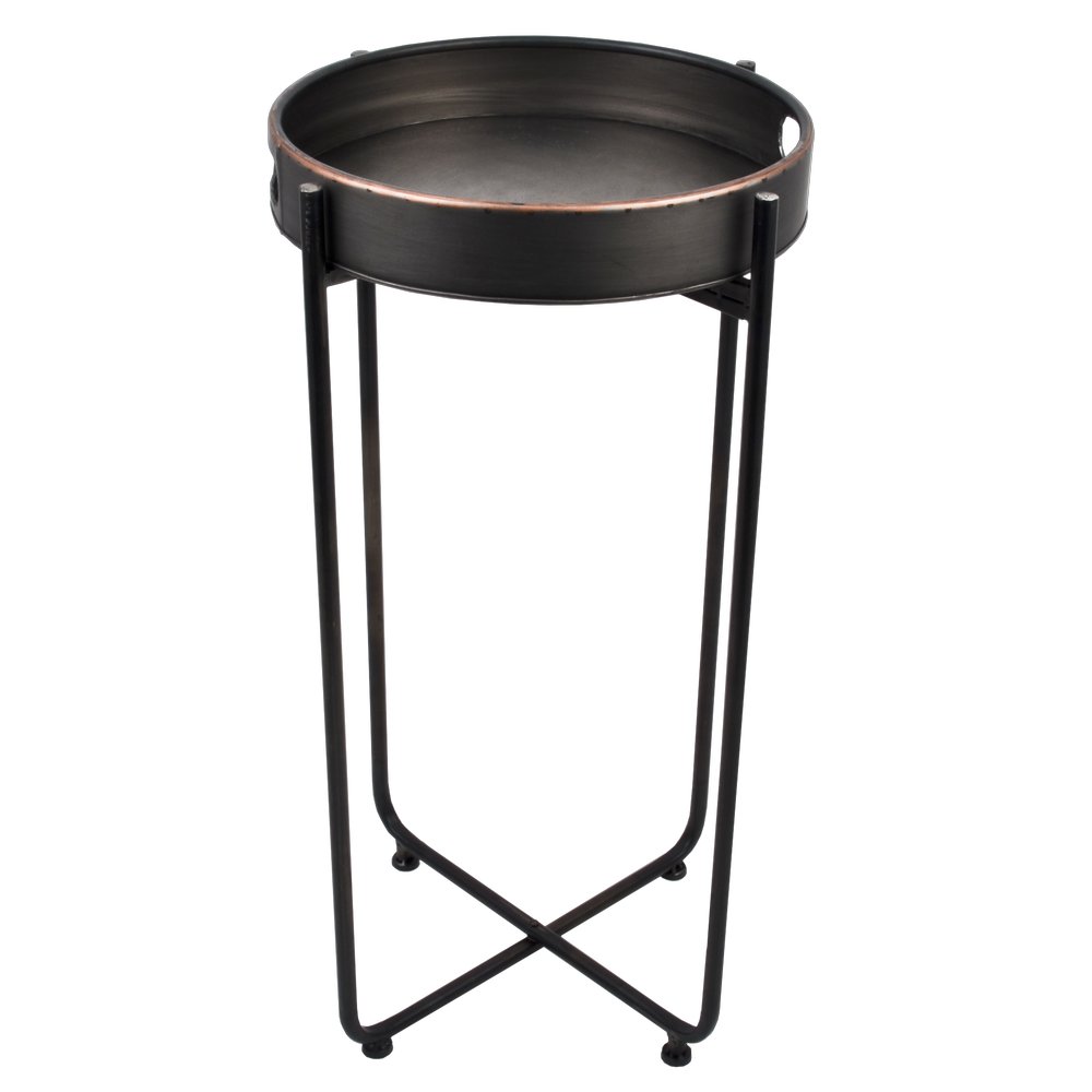 Beistelltisch rund Metall grau-kupfer, 81 x 44 x 44 cm