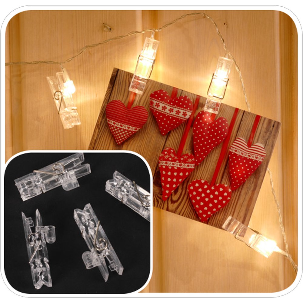 Acryl Wäscheklammern 20 Stück transparent, 5,5 x 1,4 cm, für 5 mm LED-Lichterketten