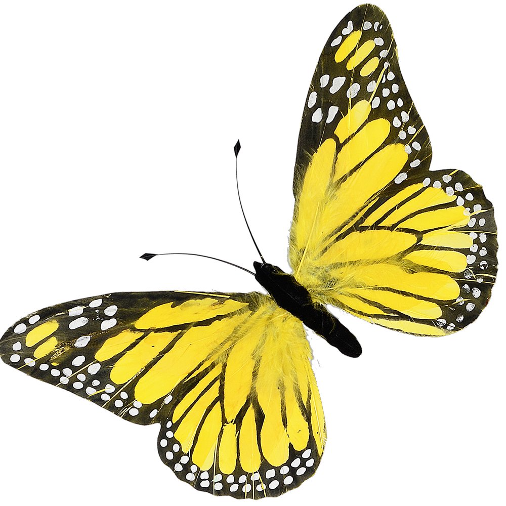 Schmetterling aus Federn gelb  B 56 cm, H 38 cm