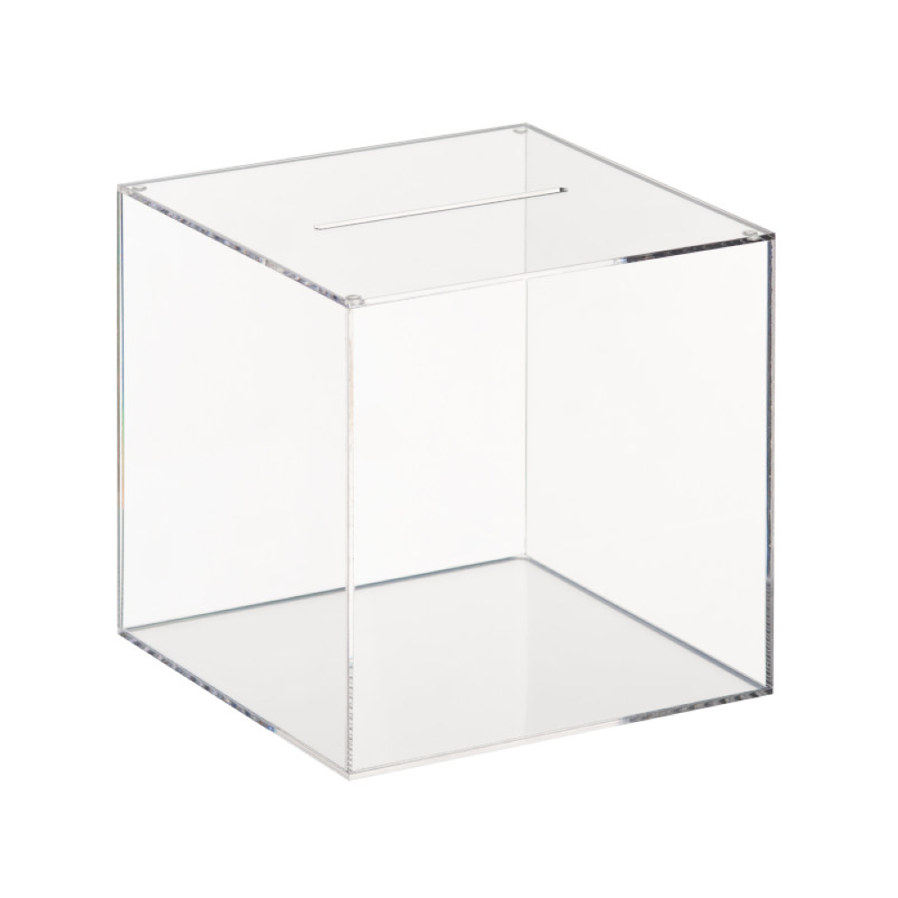 Losbox Acrylglas 20 x 20 x 20 cm, mit Deckel zum Öffnen