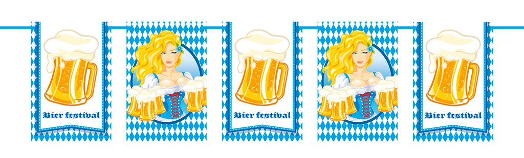 Bayern Fahnenkette Bierfestival blau-weiß, 6 m, 15 teilig