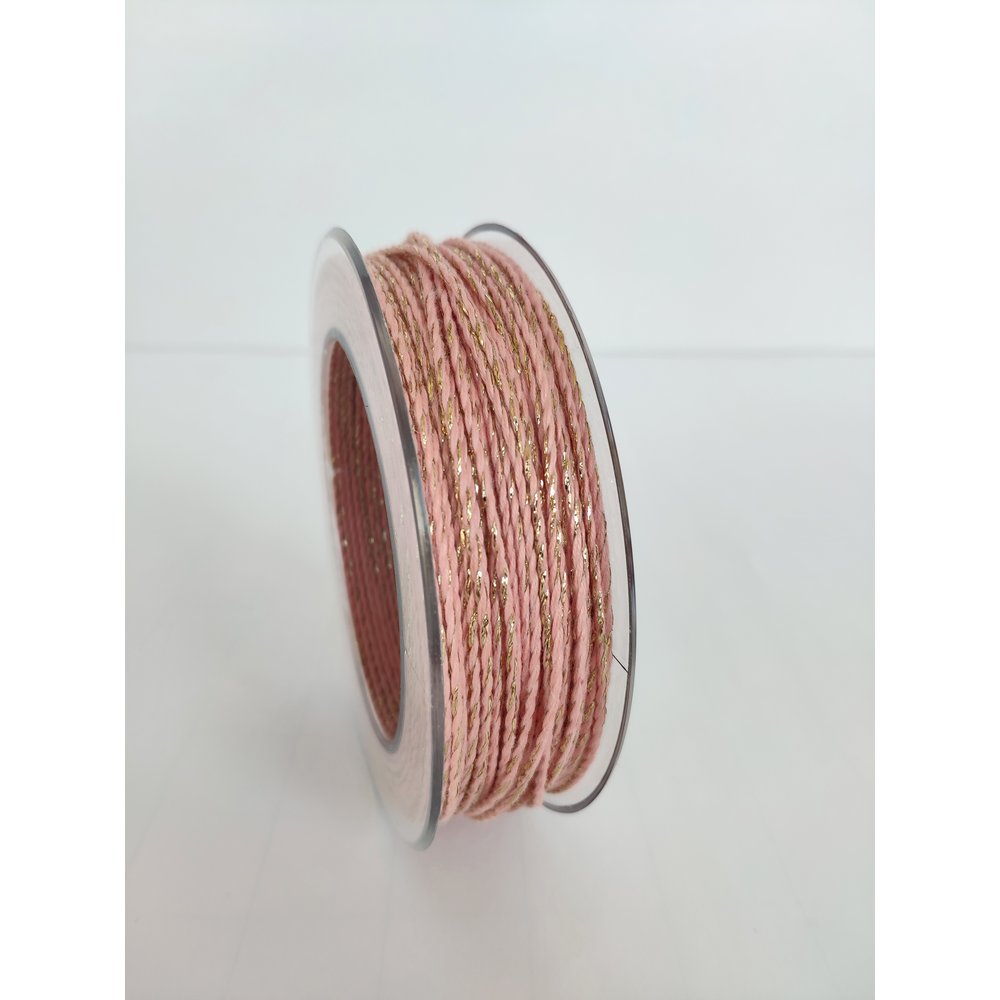 Kordel mit Glanzfaden rose/gold, 2mm x 50m