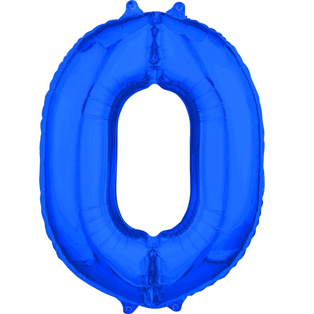 Folienballon XL Zahl blau, Zahl 0