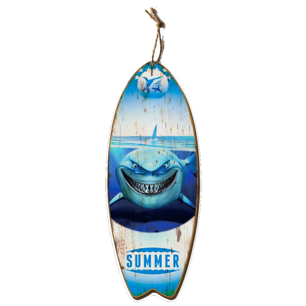 Surfbrett Hai Summer blau/weiß, B 30 x T 1,8 x H 78