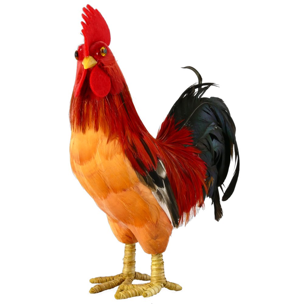 Hahn mit Federn Tierattrappe klein, 20 x 8 x H 25 cm