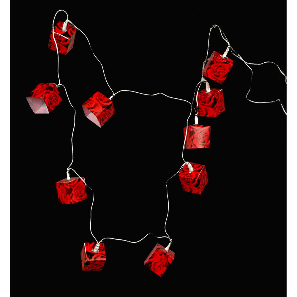 Lichterkette Rosen-Würfel PVC #Sonderpreis,10-tlg. 6cm