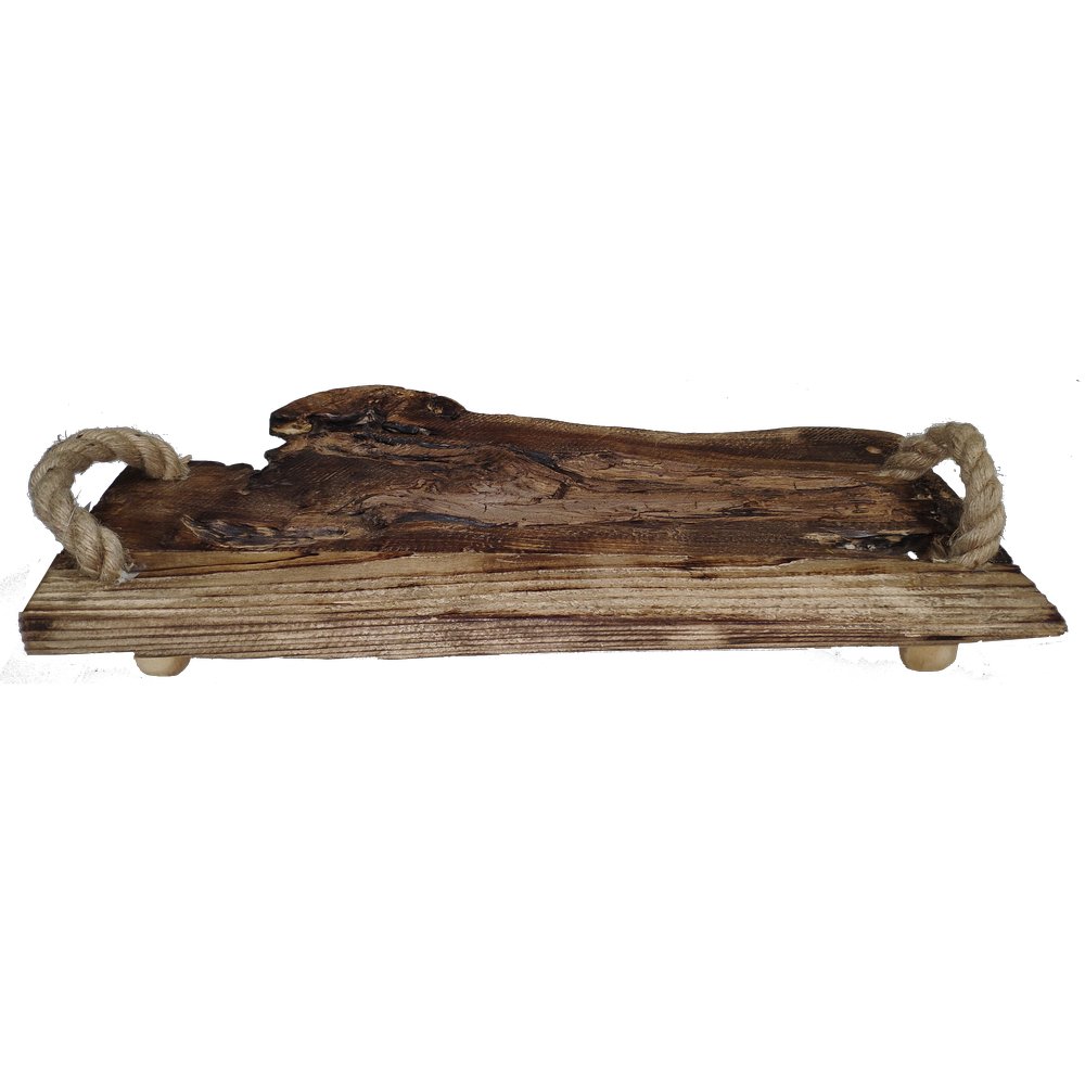 Holzplatte mit Taugriffe Antik-Art/Vintage, 56 x 26 x 14 cm