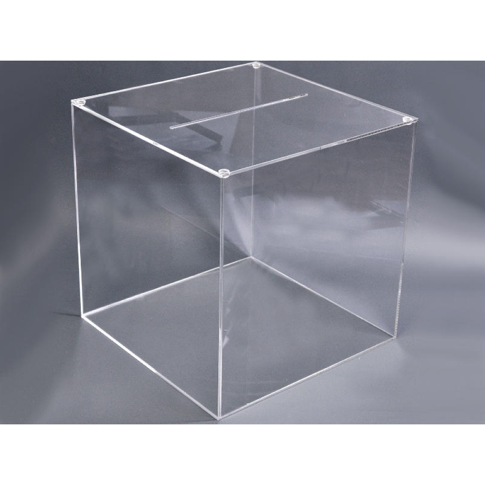 Losbox Acrylglas 20 x 20 x 20 cm, mit Deckel zum Öffnen