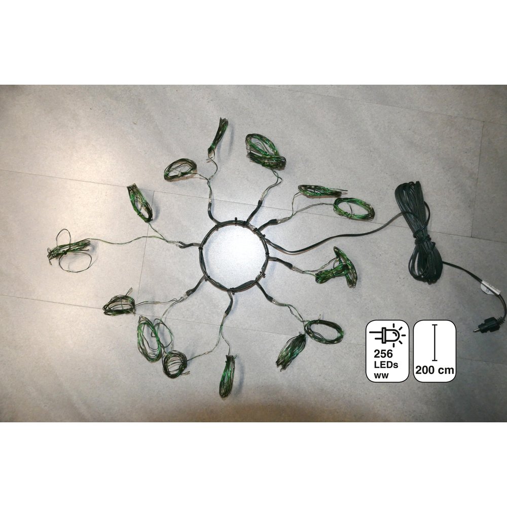 LED-Baumbeleuchtung 256 LED, ww,L 200 cm