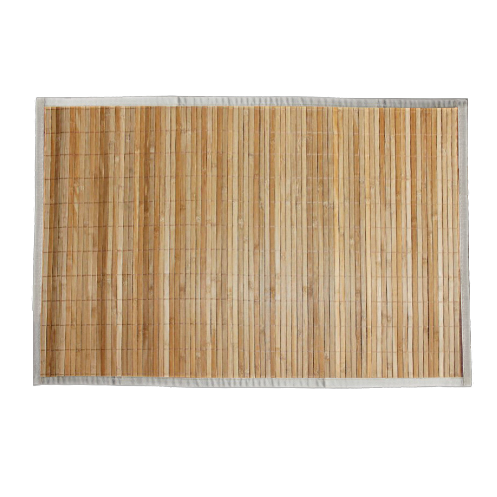 Bambusmatte mit Stoffrand natur/beige, 90 x 60 cm