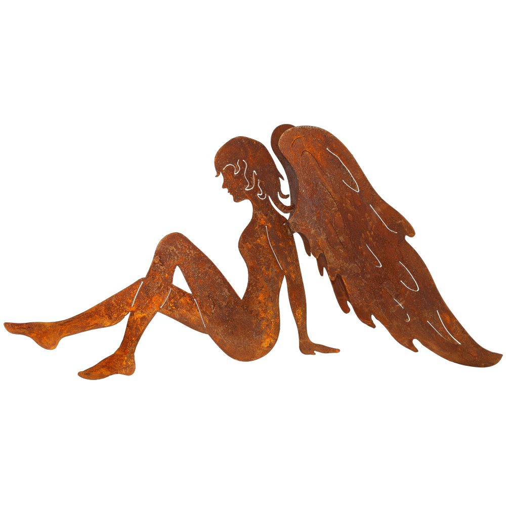 Engel sitzend rosteffekt, 80 x 40 cm