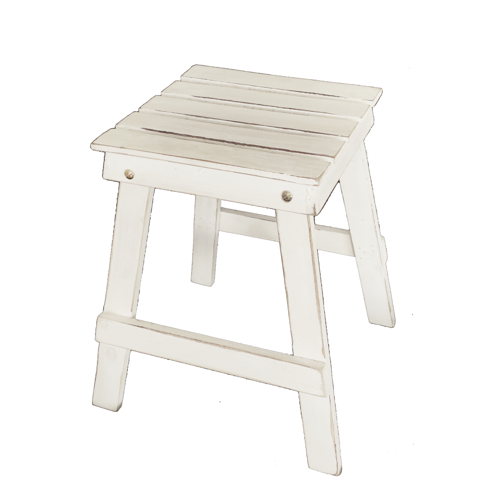 Hocker quadratisch Holz weiß-vintage 27 x 27 x Höhe 40 cm