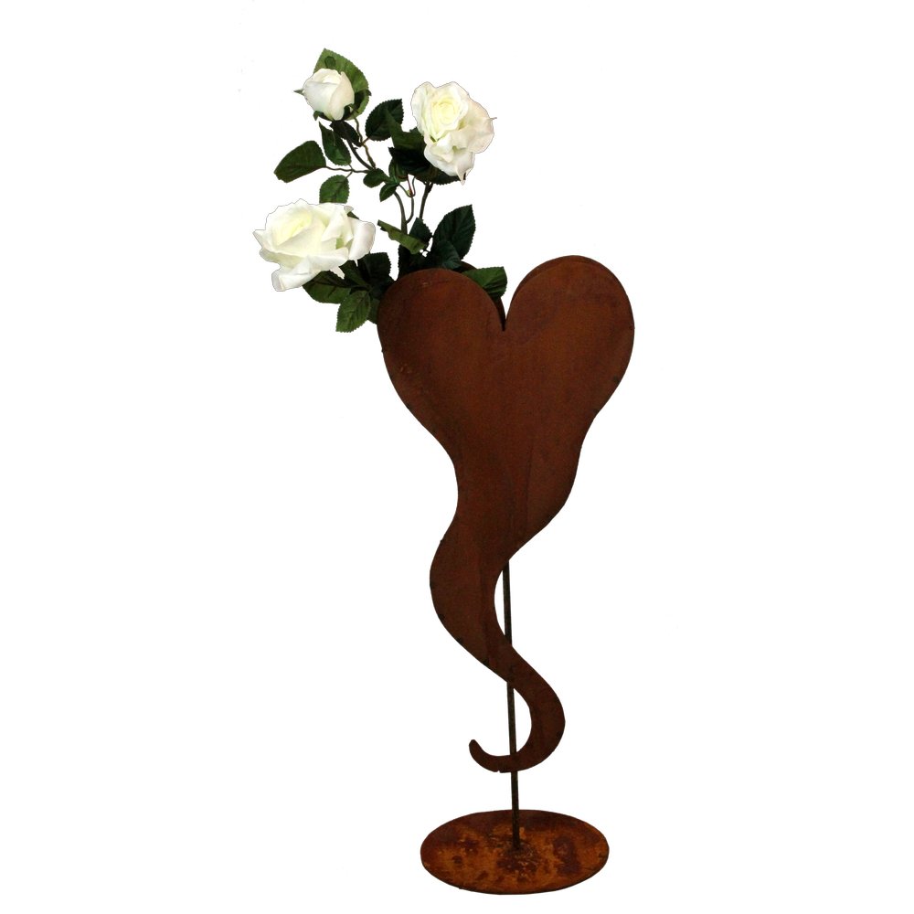 Herz Curl auf Platte Metall rosteffekt, 65 cm