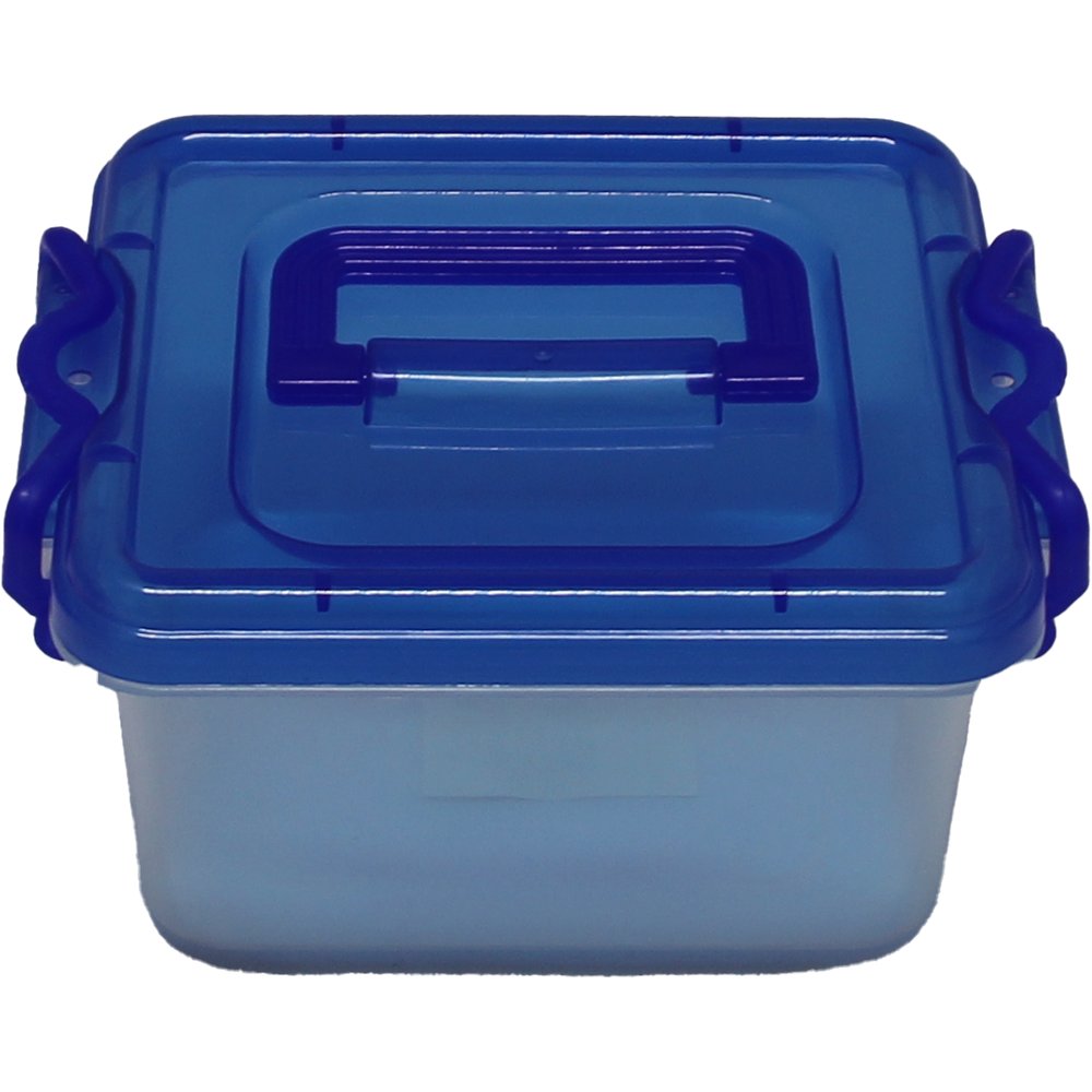 Plastik Box mit Deckel transparent/blau 18x14,5xH9cm