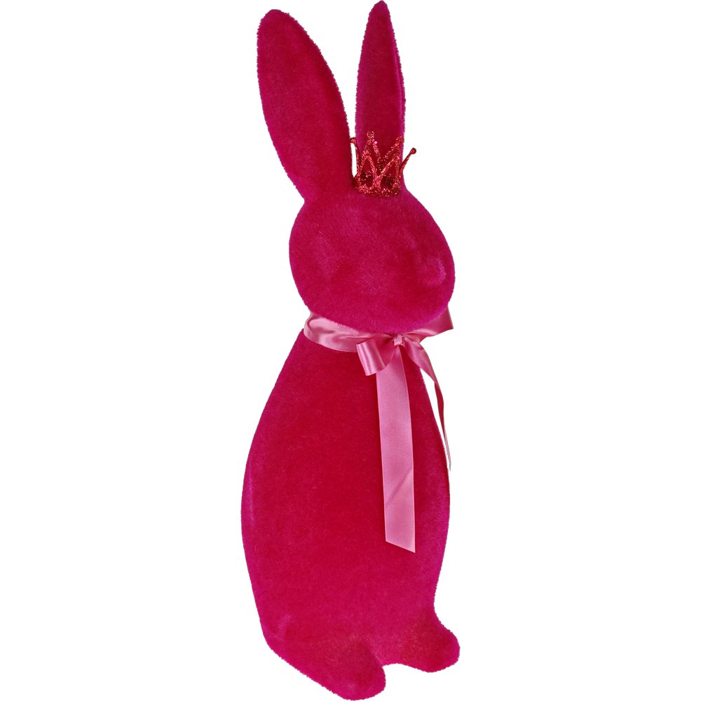 Hase mit Krone beflockt pink,10,5x9xH29cm