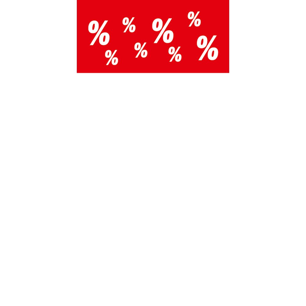 Preisschilder  %  50 Stück weiß-rot, 8 x 16 cm