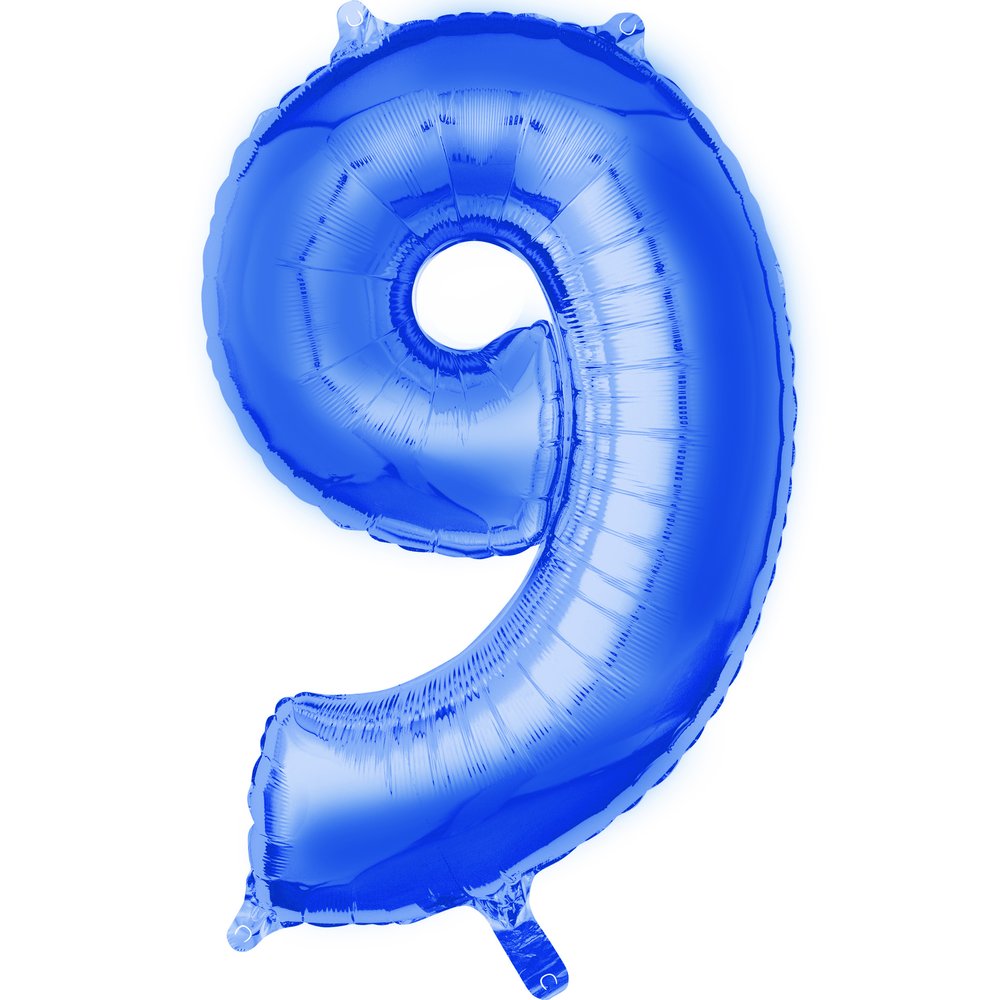 Folienballon XL Zahl blau, Zahl 9