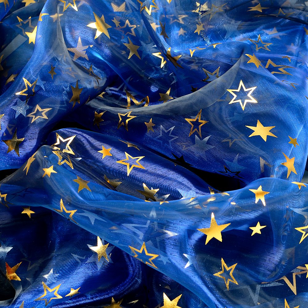 Chiffon Star Souplesse blau-gold,150 cm breit