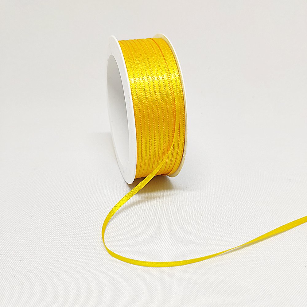 Doppelsatinband gelb, 3 mm x 50 m