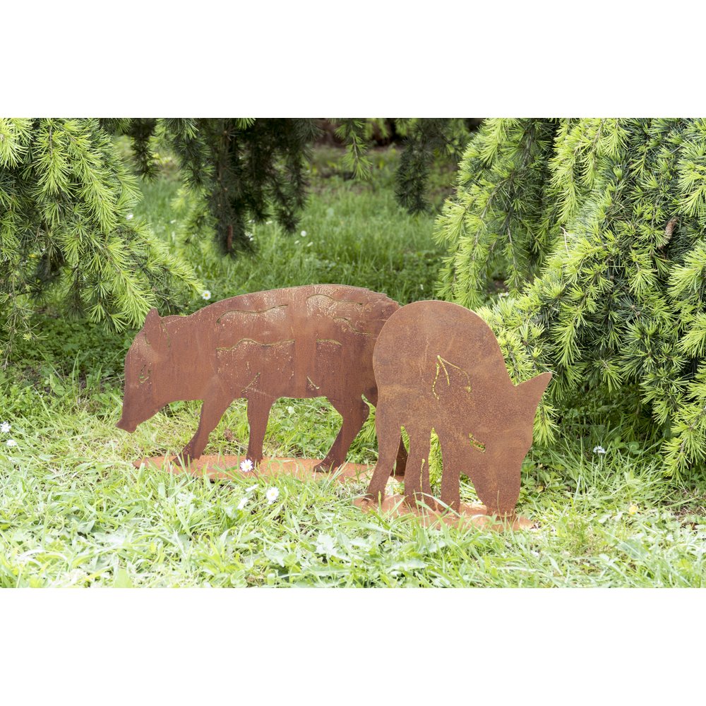 Frischlinge 2er Set Metall/Rosteffekt auf Platte, 45 x 30 cm / 25 x 30 cm