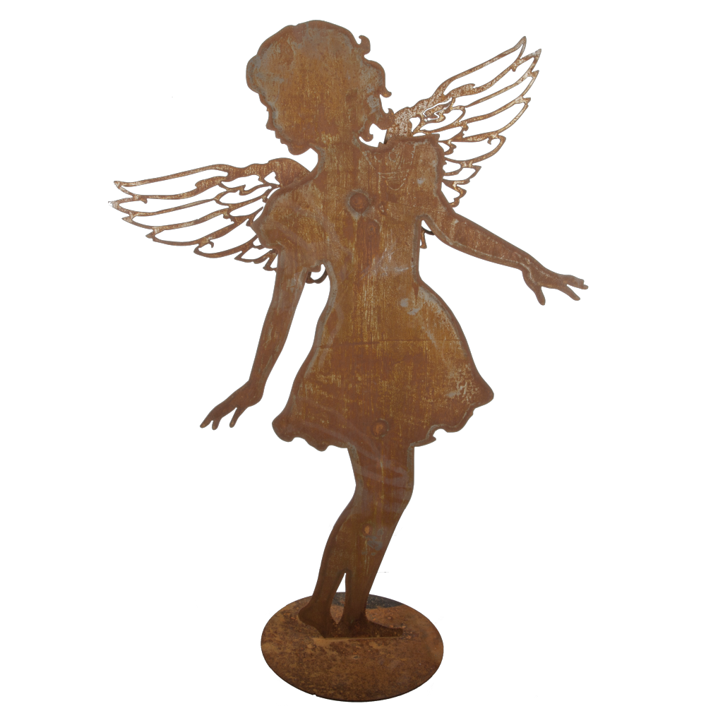 Engel Rost stehend Metall, 104 cm