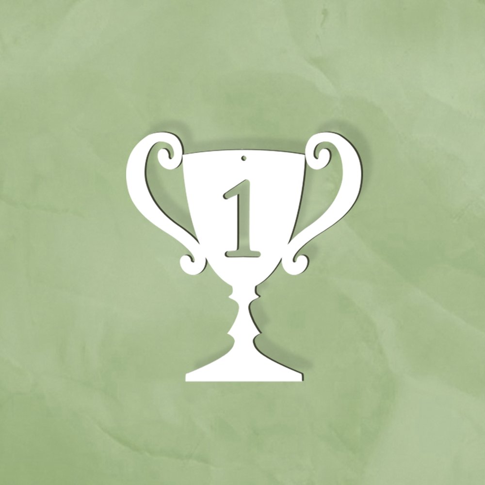 Display 2D Pokal weiß, 37,5 x 40 cm