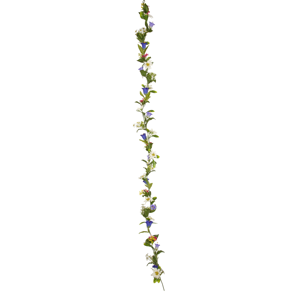Alpenblumen-Mix-Girlande grün-bunt 180 cm