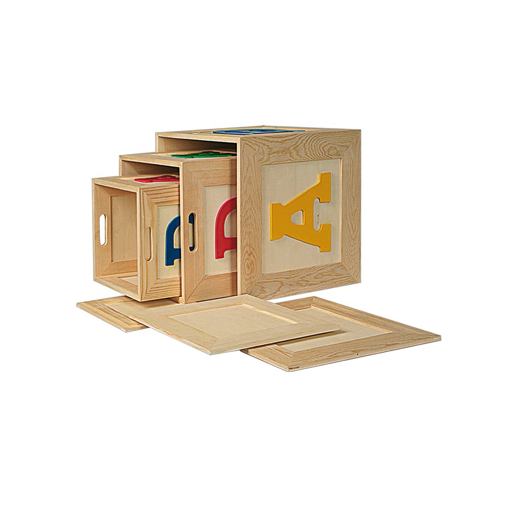 ABCD-Würfelsatz 3-teilig aus Holz, 20/25/30 cm