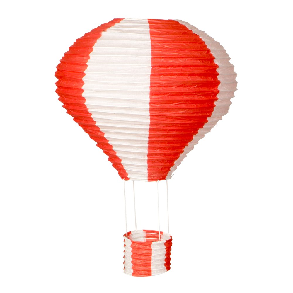 Heißluftballon Papier rot-weiß, Ø 40 x 60 cm