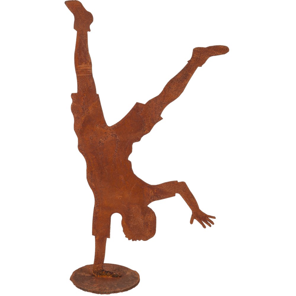 JOY Figur Benni Handstand auf Platte Metall/Rosteffekt, 18 x 32 cm