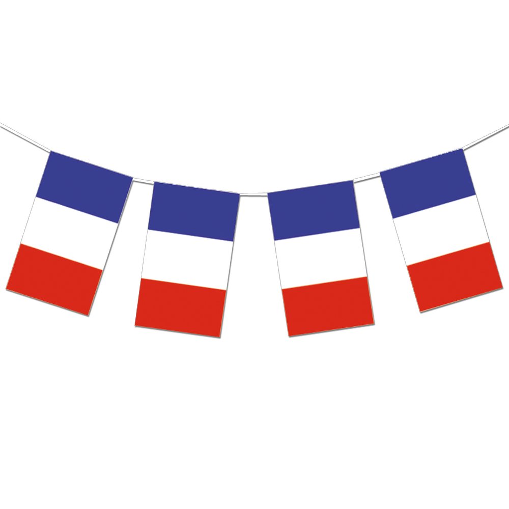 Flaggenkette aus Papier Frankreich 5 m