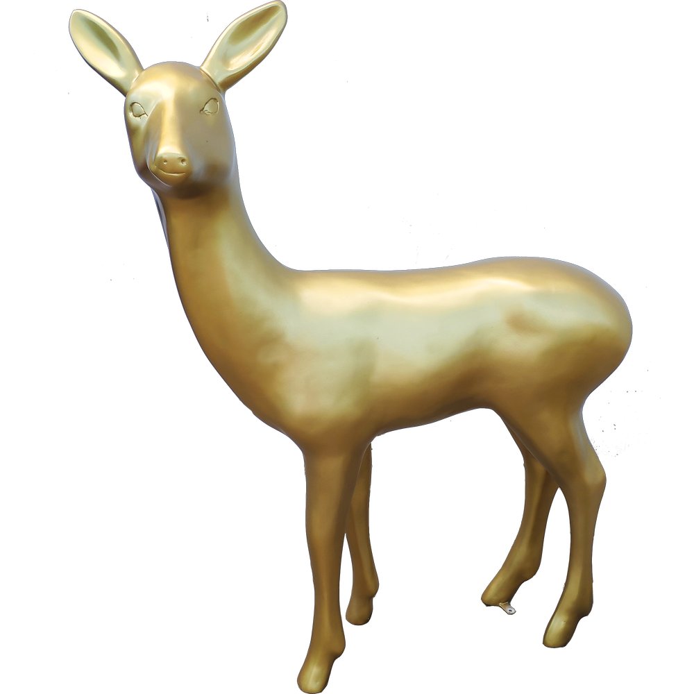 Fiberglas Objekt Reh stehend gold, 90x30xH115 cm
